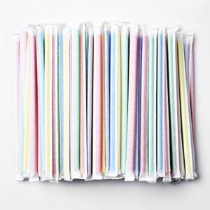 ALINK 1000 Count Assorted Colored Plastic Disposable Drinking Straws, Individually Wrapped Straight Party Straws - 7.75" x 0.23"