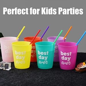 ALINK 1000 Count Assorted Colored Plastic Disposable Drinking Straws, Individually Wrapped Straight Party Straws - 7.75" x 0.23"