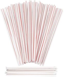 plastic drinking red & white straws - extra long striped, individually wrapped straw 10 inches long, bpa free, restaurant grade,200 pack disposable straws