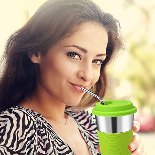 Easily Life Stainless Steel Cups with Lids and Straws, 16 Oz Drinking Tumbler with Silicone Sleeves for Adults, Unbreakable Metal (4 Pack)