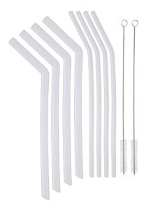 traytastic! clear silicone straws - 8 pack, (4) jumbo & (4) standard sized drinking straws + (2) cleaning brushes | flexible reusable eco-friendly