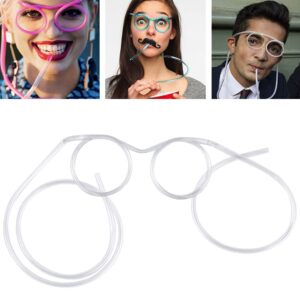 funny glasses straw, flexible drinking straw novelty eyeglass frame bar accessories for birthdays, bridal showers, party supplies, favors, game ideas（crystal）