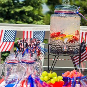 AnyDesign 200Pcs Independence Day Straws American Flag Theme Paper Straws Red Blue White Star Biodegradable Straws for 4th of July Memorial Day USA Themed Party Celebrations Super Bowl Patriotic Party