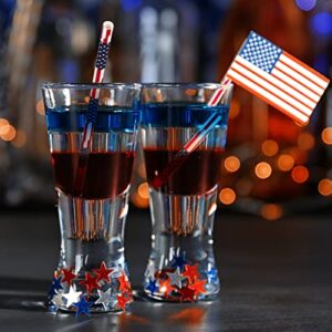 AnyDesign 200Pcs Independence Day Straws American Flag Theme Paper Straws Red Blue White Star Biodegradable Straws for 4th of July Memorial Day USA Themed Party Celebrations Super Bowl Patriotic Party