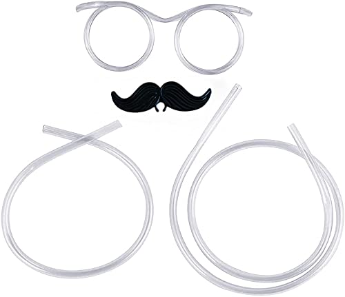 IXIGER Funny straw Glasses Flexible Drinking Straw Novelty Eyeglass Frame Bar Accessories for Birthdays,2PCS Transparent party straws,Bridal Showers,Party Supplies,Favors,Game Ideas…