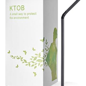 200 Count 100% Plant-Based Compostable Black PLA Straws-KTOB Biodegradable Flexible Drinking Straws - A Fantastic Eco Friendly Alternative to Disposable Plastic Bendable Plasticless Straws