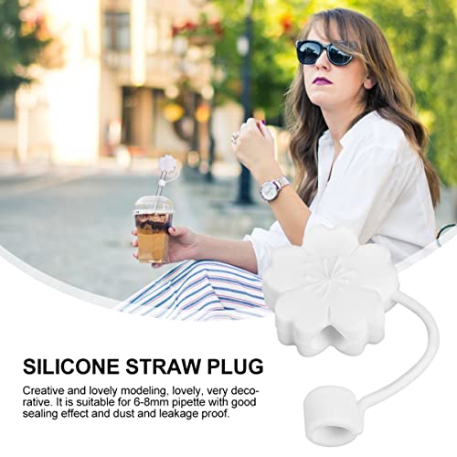 ABOOFAN 2Pcs Silicone Straw Covers Cap Reusable Drinking Straw Tips Lids Cute Straw Topper for Reusable Straws