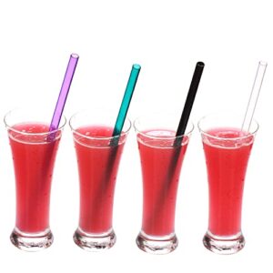 Dakoufish 9" Wide Mouth Reusable Plastic Replacement Drinking Straws for Milkshake,Smoothie Set of 8 with Cleaning Brush (9inch，4color)