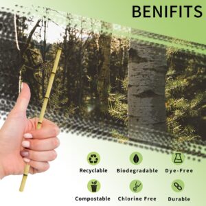Yellow Bamboo Drinking Straws - 100 Pack, 100% Biodegradable Disposable Bamboo Design Paper Straws for Cocktail, Juice, Coffee, Soda, Smoothies