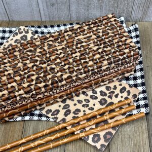 Outside the Box Papers Safari Theme Animal Print Paper Drinking Straws 7.75 Inches 75 Pack Black, Brown, Tan