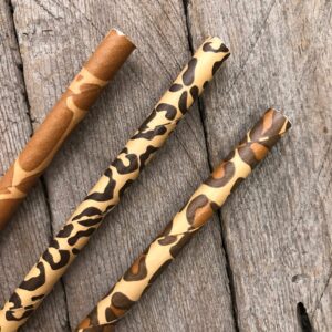 Outside the Box Papers Safari Theme Animal Print Paper Drinking Straws 7.75 Inches 75 Pack Black, Brown, Tan