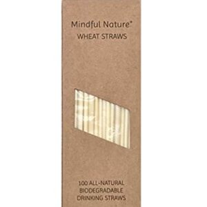 Mindful Nature® Wheat Straws - 100 All-Natural Drinking Straws - Single use, Disposable, Biodegradable, and Compostable