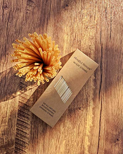 Mindful Nature® Wheat Straws - 100 All-Natural Drinking Straws - Single use, Disposable, Biodegradable, and Compostable