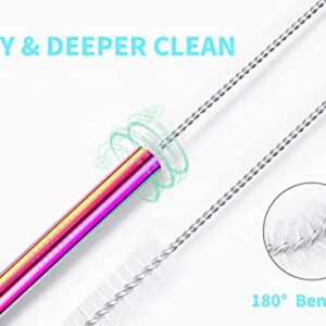 Stainless Steel Straw 10.5'' Long and 0.31" wide Straw, 5 Pack Metal Straw with 1 Reusable Straw Brush Cleaner for Milkshake, Replacement for Starbucks straw (Sliver)