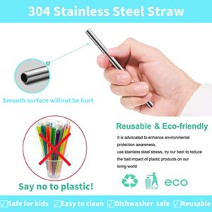 Stainless Steel Straw 10.5'' Long and 0.31" wide Straw, 5 Pack Metal Straw with 1 Reusable Straw Brush Cleaner for Milkshake, Replacement for Starbucks straw (Sliver)