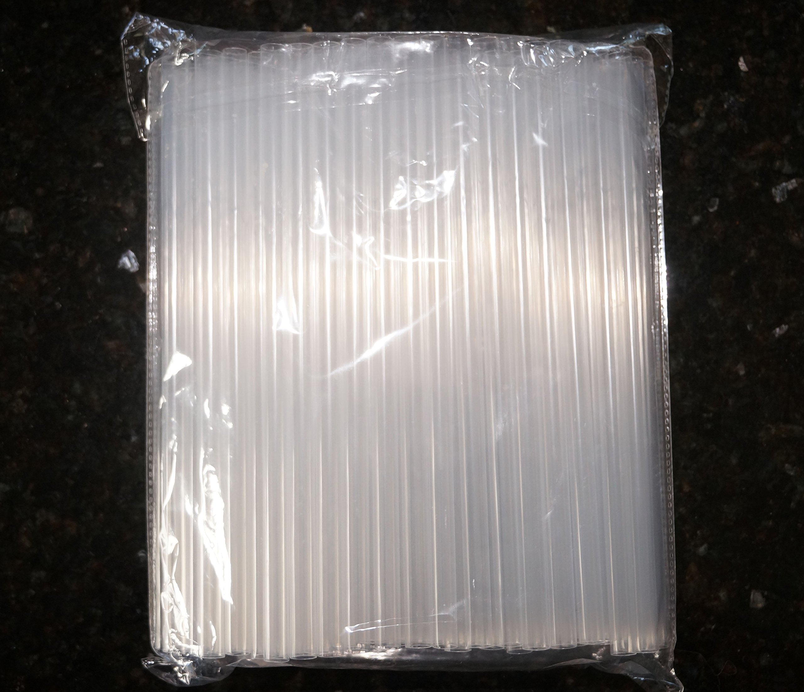 100 3/8" Wide Smoothie and Bubble Tea Fat Straws - Sparkling Clear (3/8" Wide XL)