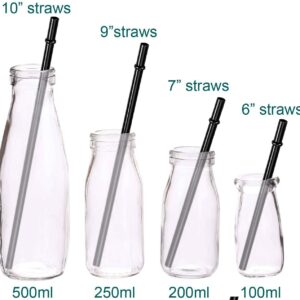DAKOUFISH 6 Inch 7 Inch 8 Inch 9 Inch 10 Inch 11 Inch Black Reusable Plastic Drinking Straws for 6oz-40oz Jars/Tumblers,Dishwasher safe,12Pcs With One Cleaning Brush (Black straws,Mix size)