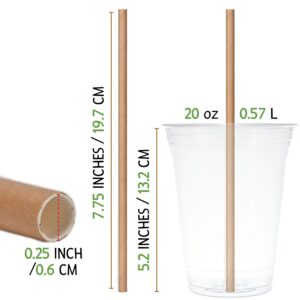 Friendly Straw 300 Pack Biodegradable Kraft Paper Straws, 7.75" x .25" Drinking Paper Straw Bulk Pack