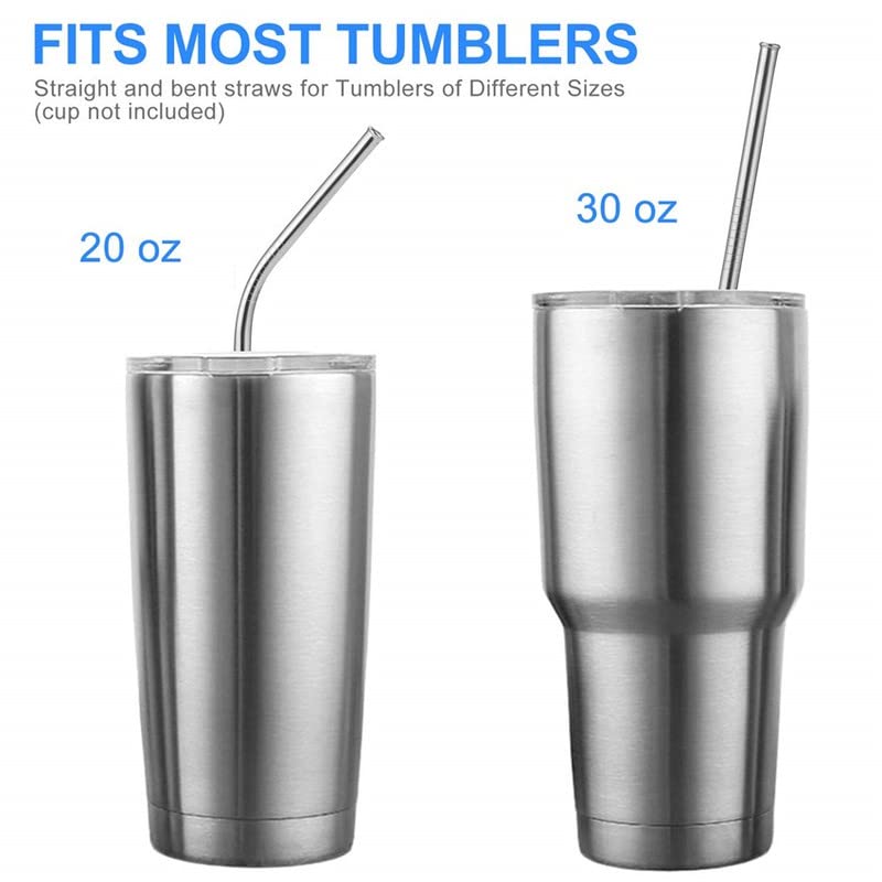 Zam Imports 12-Pack Gold Silver Stainless Steel Straws Reusable Metal Drinking Straws for Yeti Tumblers Dishwasher Safe, 2 Brushes and case Included, One Size, 13-RS-ZI