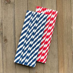 Patriotic 4th of July Paper Straws - Red White and Blue - Stripe - 50 Pack Outside the Box Papers Brand