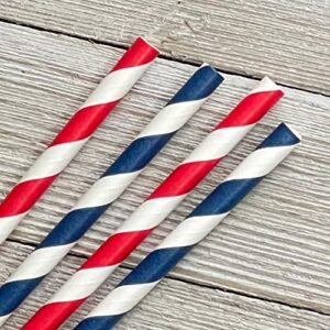 Patriotic 4th of July Paper Straws - Red White and Blue - Stripe - 50 Pack Outside the Box Papers Brand