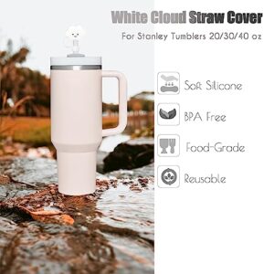 CYUHPYE 2PCS 8MM Straw Caps + 2PCS 9.5MM Straw Covers for Stanley 40 oz 30 oz 20 oz, Silicone Flower Straw Covers Cap Tip Protector Cloud Straw Topper for Stanley Cups