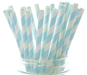 blue stripe paper party straws (pack of 25) - baby boy, baby shower, beach wedding cake pop sticks