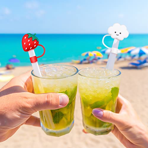 PRETYZOOM 4pcs Straw Tips Cover Cartoon Silicone Drinking Straw Cover Reusable Straw Tips Cap for Metal Straws Cups Decoration