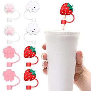 PRETYZOOM 4pcs Straw Tips Cover Cartoon Silicone Drinking Straw Cover Reusable Straw Tips Cap for Metal Straws Cups Decoration