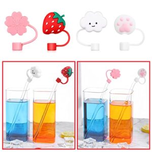 PRETYZOOM 4pcs Straw Tips Cover Cartoon Silicone Drinking Straw Cover Reusable Straw Tips Cap for Metal Straws Cups Decoration