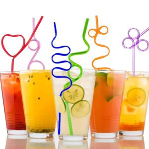 crazy silly reusable straws plastic drinking straws colorful fun bendy varied twists straws loop curly swirly straw for kids adults school prizes easter basket stuffer birthday party favors supplies