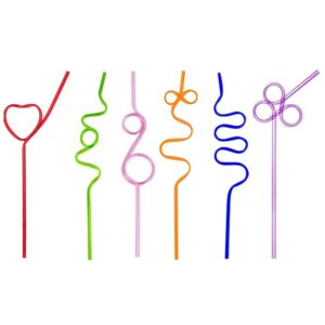 Crazy Silly Reusable Straws Plastic Drinking Straws Colorful Fun Bendy Varied Twists Straws Loop Curly Swirly Straw for Kids Adults School Prizes Easter Basket Stuffer Birthday Party Favors Supplies