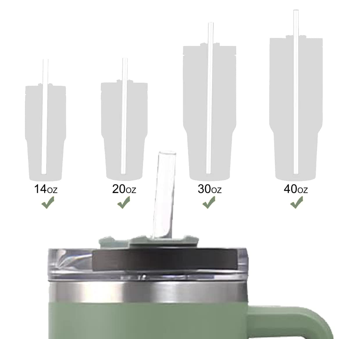 6 Pack Replacement Straws for Stanley Cup Accessories,Compatible Stanley Adventure Quencher Travel Tumbler&Stanley 40 oz Tumbler,Reusable Straws Plastic Straws