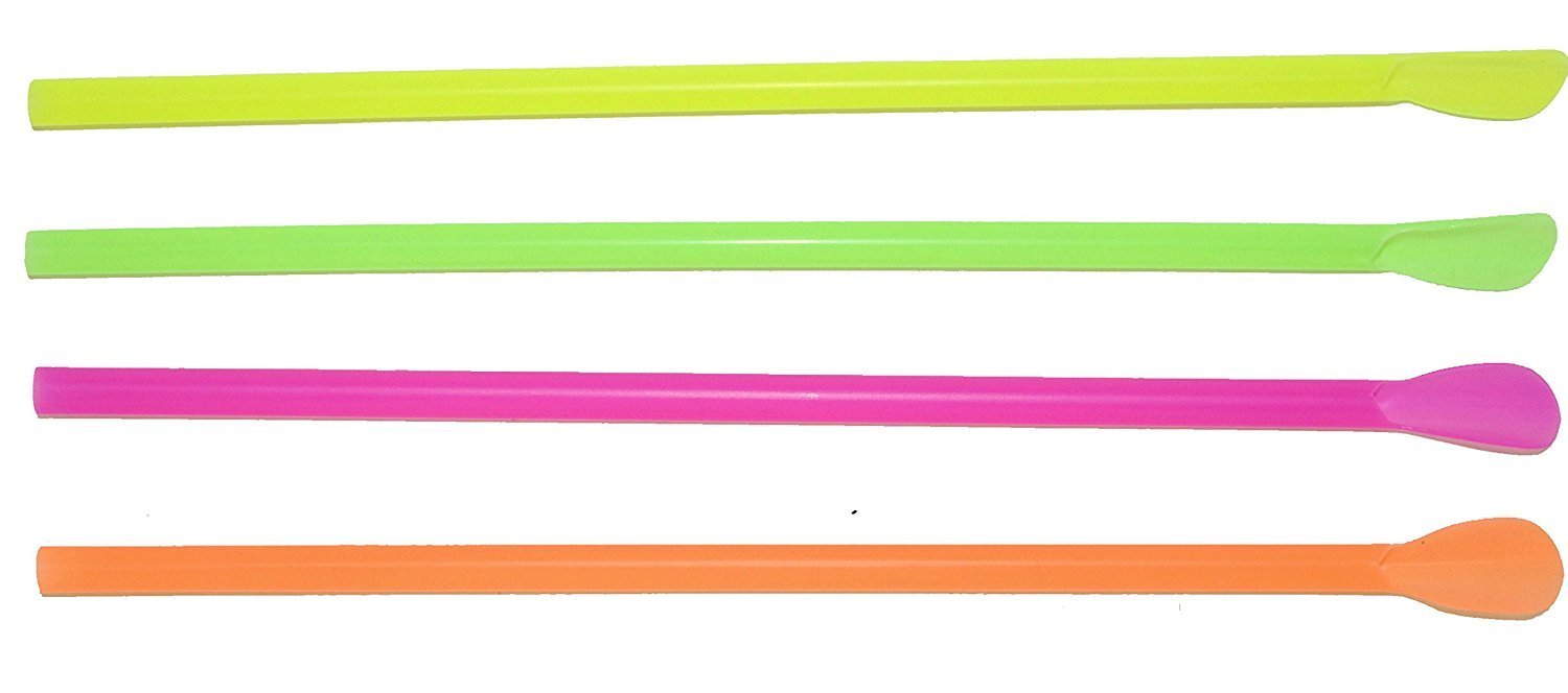 Perfect Stix Concession Spoon Straw, Unwrapped, Assorted Colors, 8" Length (Pack of 400)