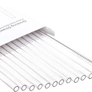 Dakoufish 12 Reusable Drinking Straws Free Cleaning Brush - Dishwasher Safe - Eco-Friendly - 15 cm (6 in) x 0.75 cm - Perfect for Cocktails (6inch,Clear)