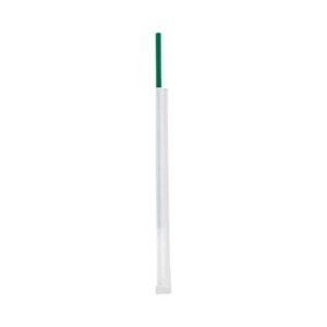Restaurantware Basic Nature Green PLA Plastic Straw - Wrapped, Compostable - x 8 1/4" - 100 count box
