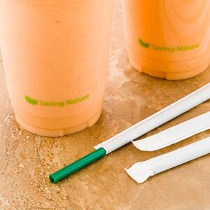 Restaurantware Basic Nature Green PLA Plastic Straw - Wrapped, Compostable - x 8 1/4" - 100 count box