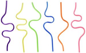 amscan assorted colors plastic silly straws (pack of 36) - perfect party favor accessory, unique fun drinking experience