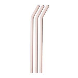 bkr big tutu straw set - set of 3 - soft silicone angled straws - for 1l/32oz big glass water bottle - ballet pale peachy pink - bpa free, dishwasher safe