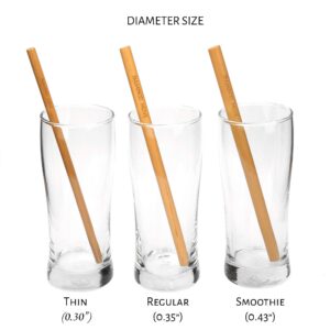 Bamboo Step - 6 LONG Bamboo Straw kit - “Bamboo MOVE” Line: 6 reusable 9.9" (25cm) Bamboo Straws and a cleaning brush in a kraft paper box. 3 Different Diameter Sizes included.