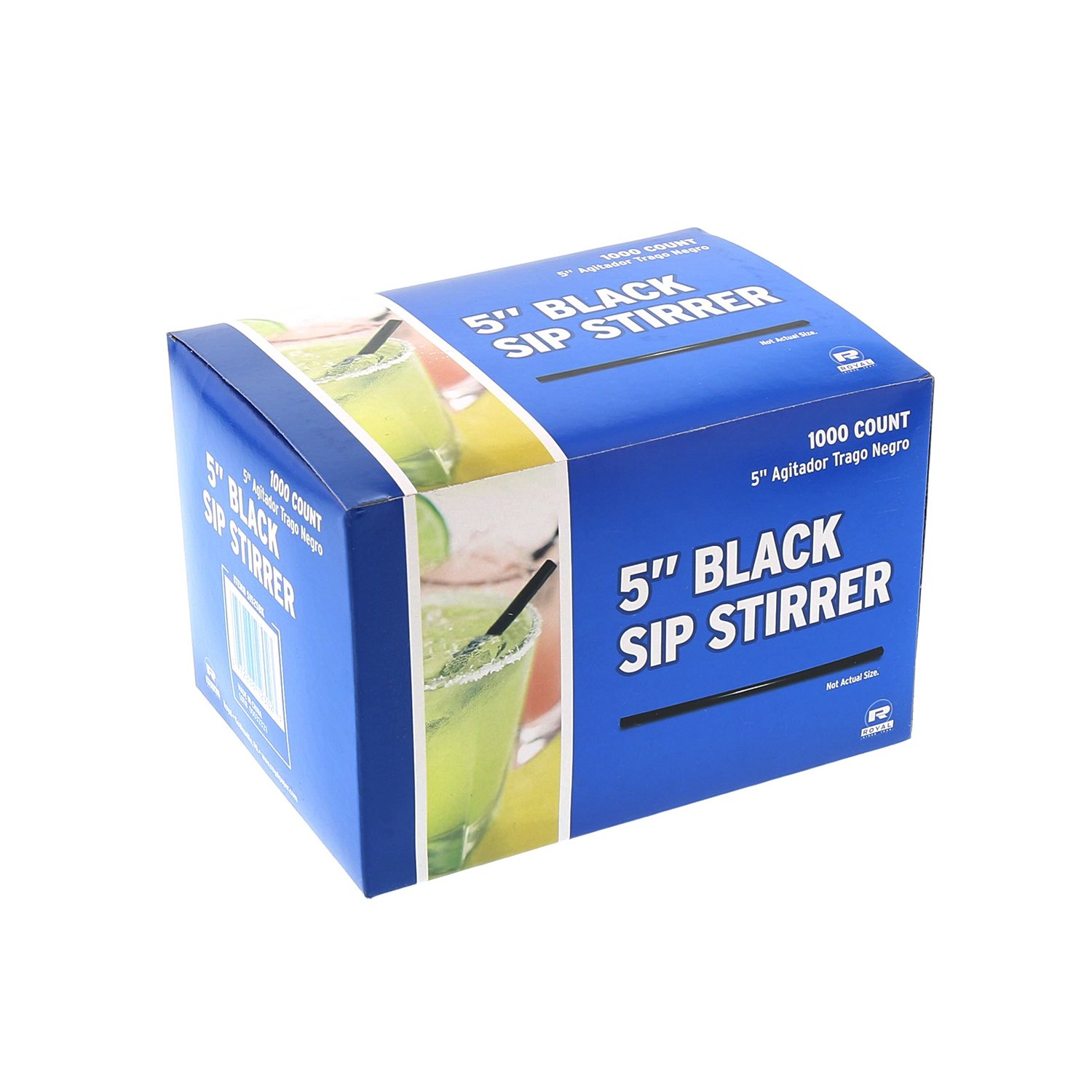 Royal 5" Black Sip Straw, Package of 1000
