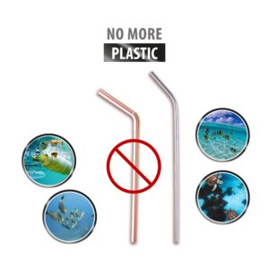 Reusable Stainless Steel Straws with Wood Case – (6 Pack) 8.5 Inch Travel Eco-Friendly Straws Drinking Reusable with Wood Case – Personal Straw Kit Compatible with Yeti, Tervis, Rtic, Tumblers