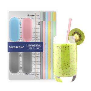 Sunseeke Reusable Silicone Straws Set - Odorless, for Stanley Travel Tumbler | 14 OZ to 20 OZ | Food Grade Platinum Silicone - 8 1/2" Long