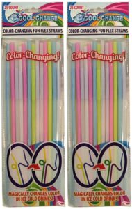 funflex color change disposable straws that stretch and bend - 2 pk