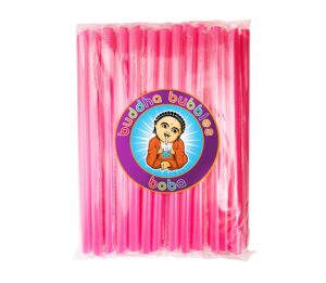 pink 8" boba bubble tea straws by buddha bubbles boba 50 count