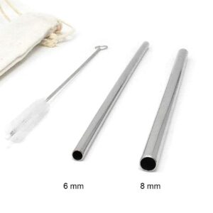 Ezprogear 5.75 Inch Short Stainless Steel Reusable Drinking Straw with Tips and Canvas Bag (4S (2x 6mm + 2x 8mm))