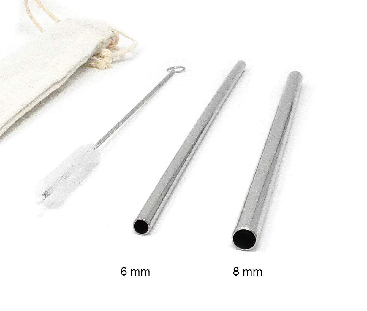 Ezprogear 5.75 Inch Short Stainless Steel Reusable Drinking Straw with Tips and Canvas Bag (4S (2x 6mm + 2x 8mm))