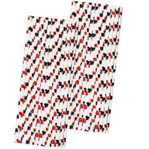 casino card night theme paper straws - red black white - 50 pack
