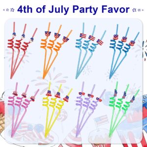 MDDRUIQI Patriotic Party Supplies Patriotic Party Accessories for Kids,24Pcs Patriotic Decorations,Patriotic Straws Decor for Outdoor Home Outside