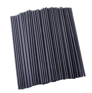 sowaka 100 pcs plastic straws disposable black hot drinking coffee stirrers for chocolate tea cup cocktail party supplies favors home bar water cold drink accessories (7.87 inch/20 cm)